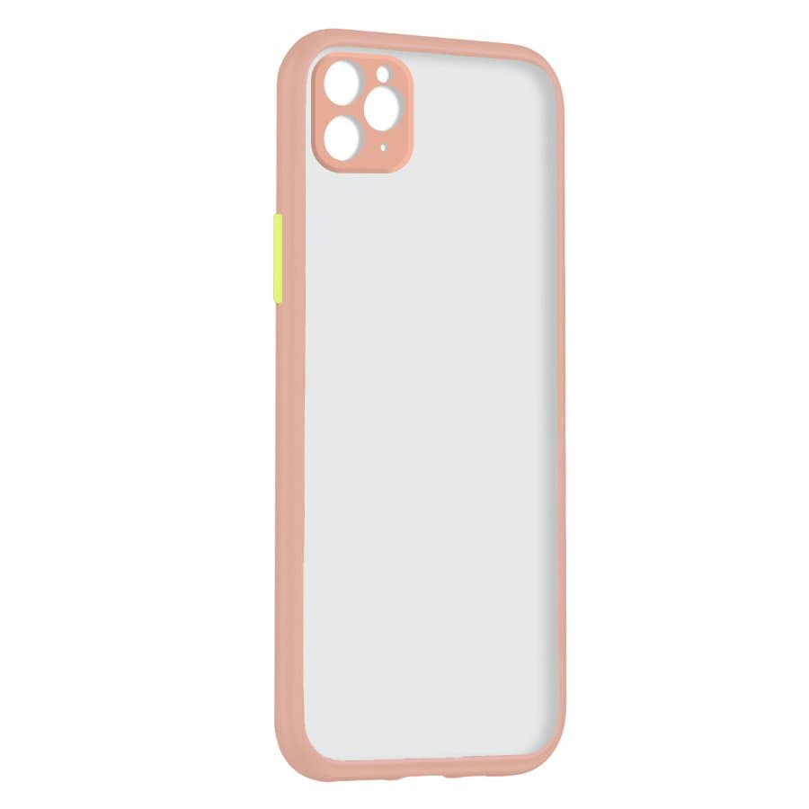 Husa spate pentru iPhone 11 Pro - Button Case Roz / Galben