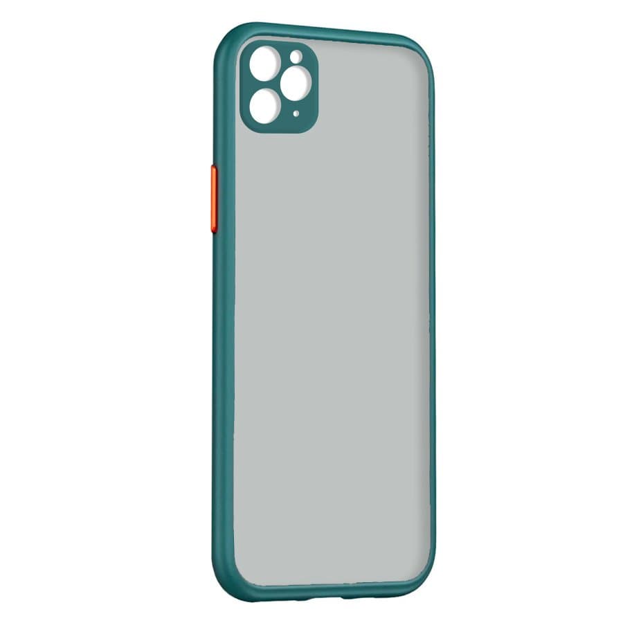 Husa spate pentru iPhone 11 Pro - Button Case Turcoaz / Portocaliu