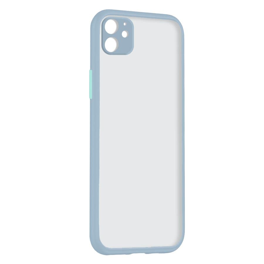 Husa spate pentru iPhone 11 - Button Case Gri / Bleu