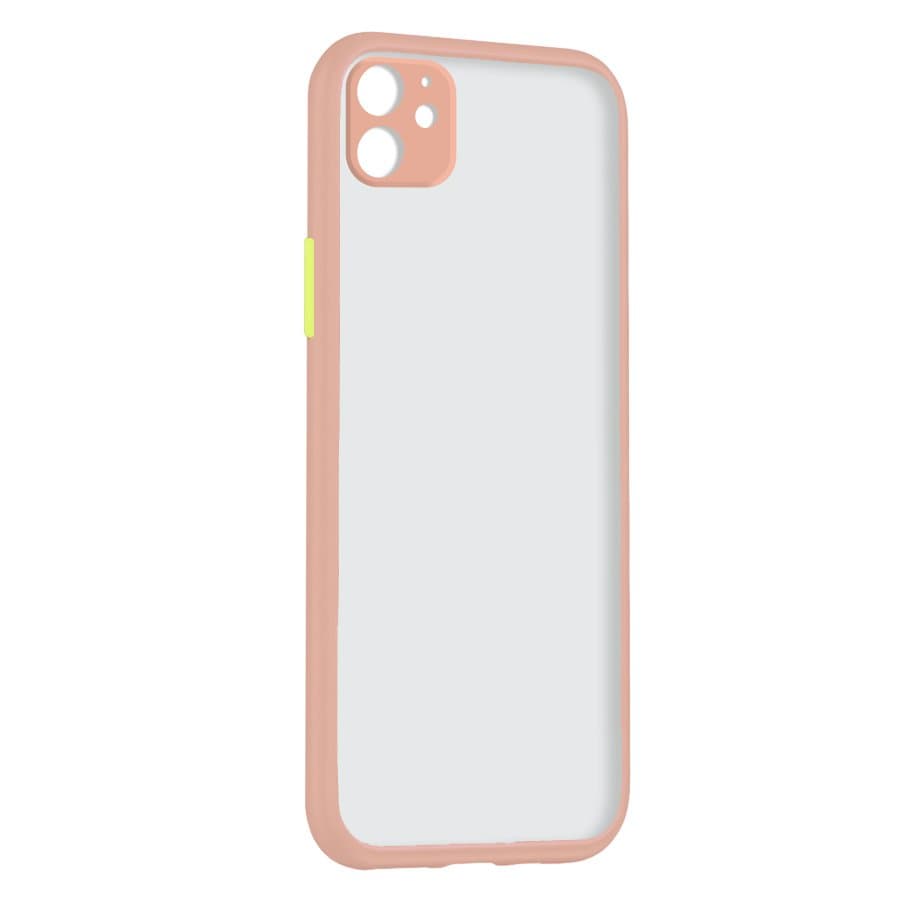 Husa spate pentru iPhone 11 - Button Case Roz / Galben