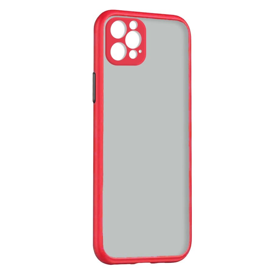 Husa spate pentru iPhone 12 Pro Max - Button Case Rosu / Negru