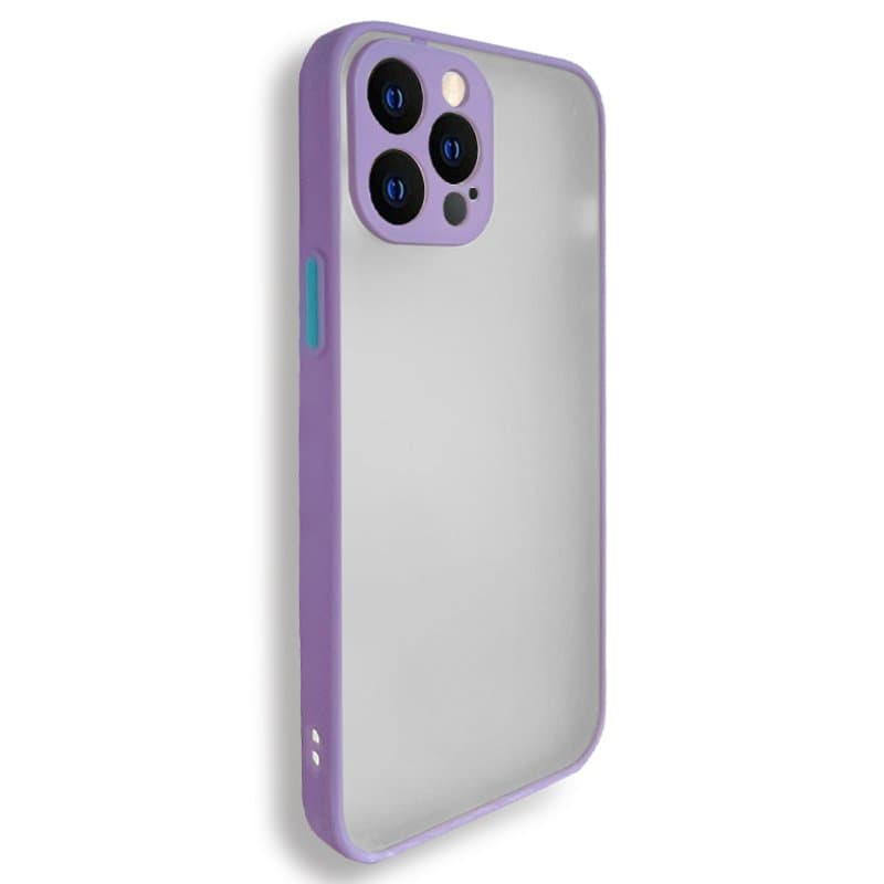 Husa spate pentru iPhone 12 Pro Max - Button Case Mov si Turcoaz
