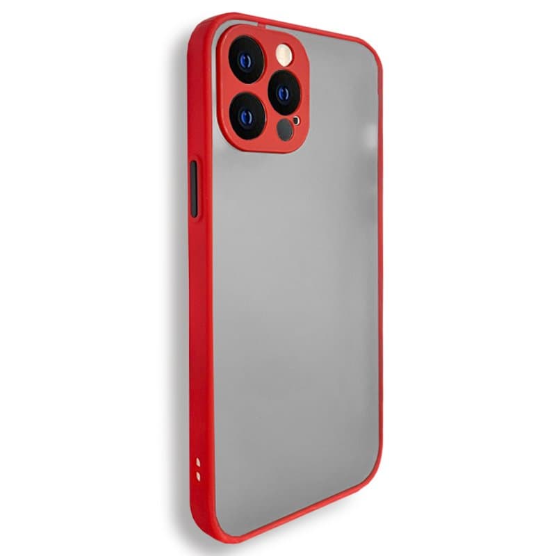Husa spate pentru iPhone 12 Pro Max - Button Case Rosu / Negru