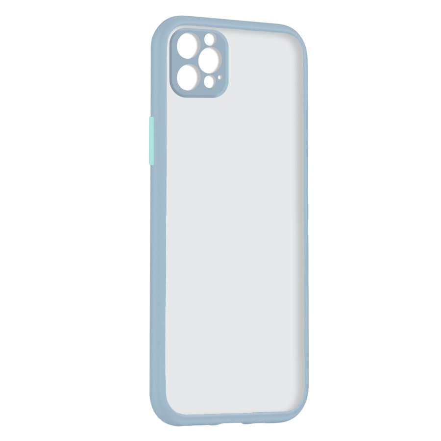 Husa spate pentru iPhone 12 Pro - Button Case Gri / Bleu