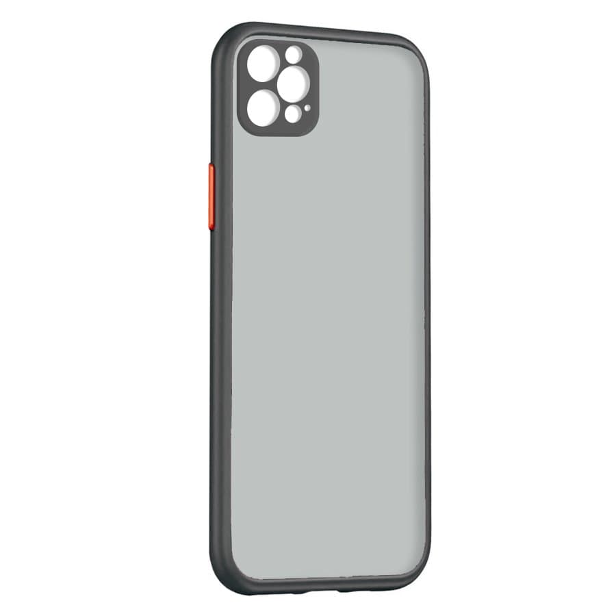 Husa spate pentru iPhone 12 Pro - Button Case Negru / Rosu