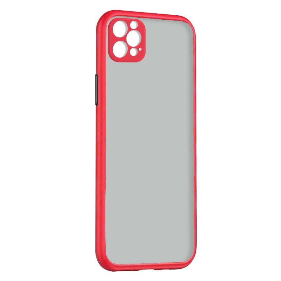 Husa spate pentru iPhone 12 Pro - Button Case Rosu / Negru
