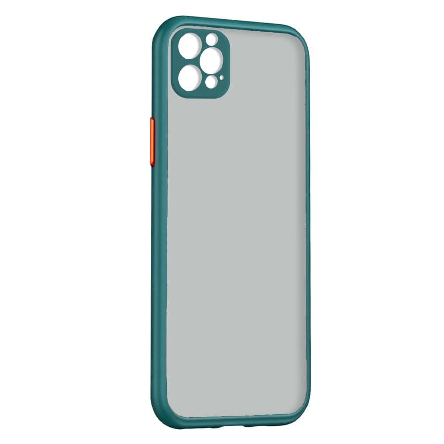 Husa spate pentru iPhone 12 Pro - Button Case Turcoaz / Portocaliu
