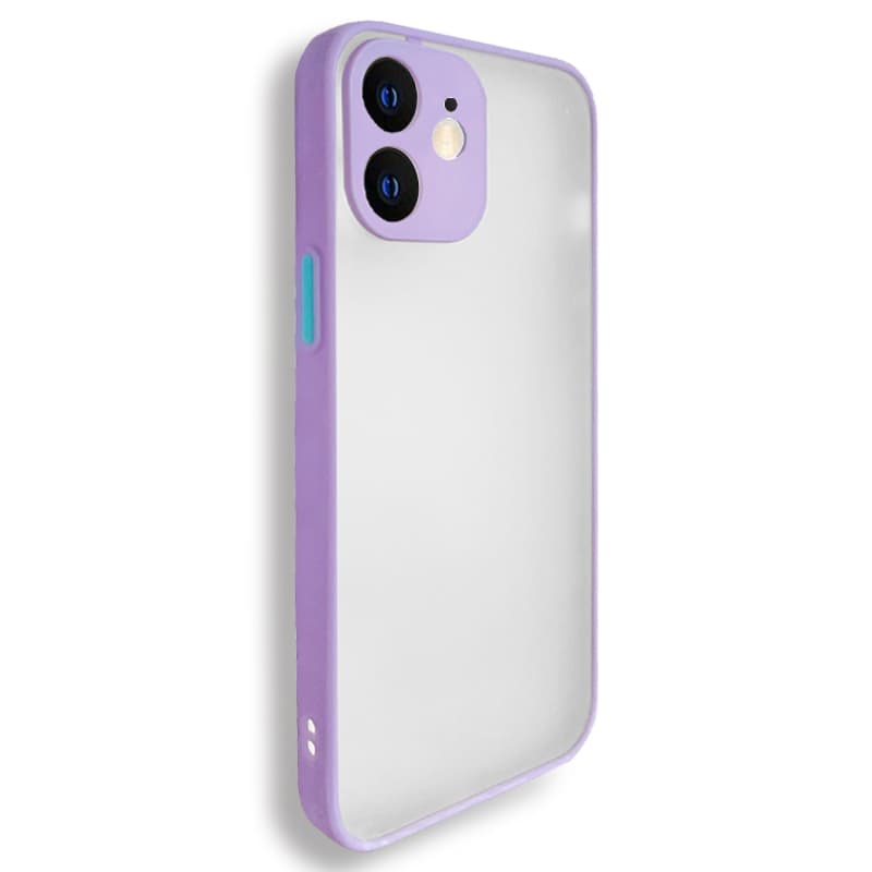 Husa spate pentru iPhone 12 - Button Case Mov / Turcoaz