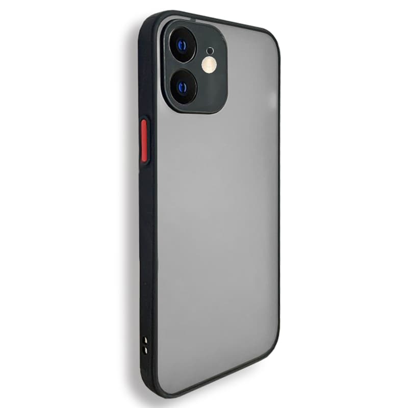 Husa spate pentru iPhone 12 - Button Case Negru / Rosu
