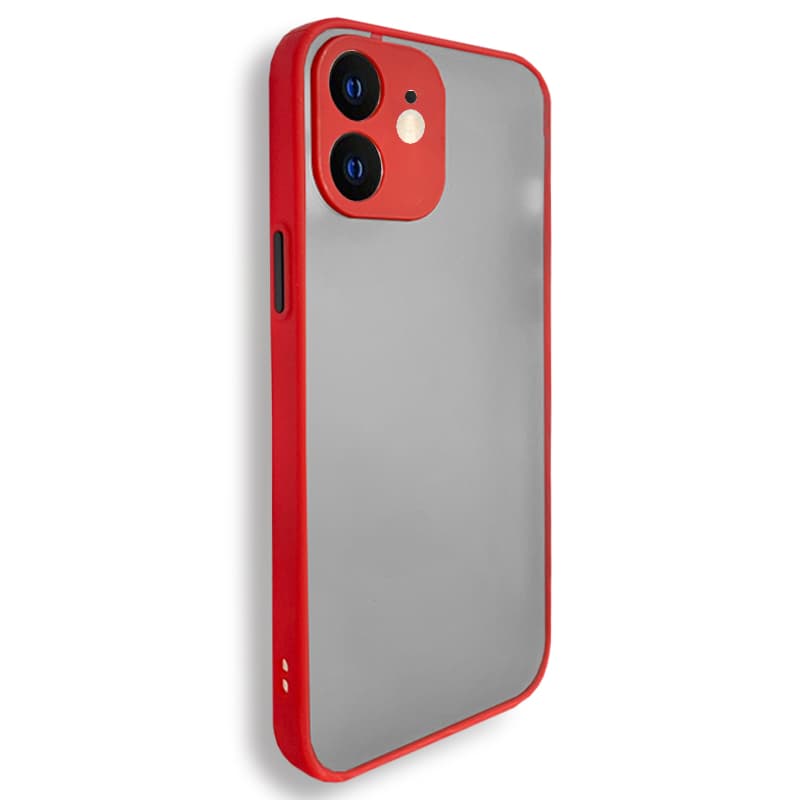 Husa spate pentru iPhone 12 - Button Case Rosu / Negru
