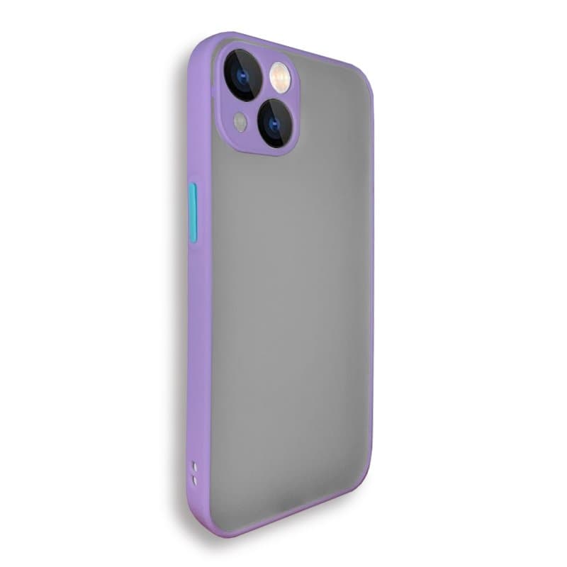 Husa spate pentru iPhone 13 - Button Case Mov si Turcoaz