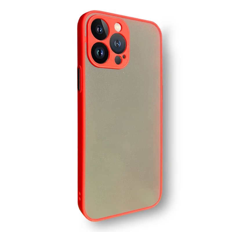 Husa spate pentru iPhone 13 Pro - Button Case Rosu si Negru