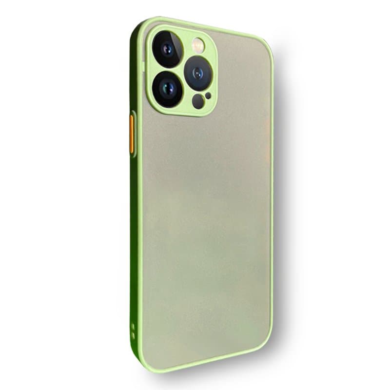 Husa spate pentru iPhone 13 Pro Max - Button Case Verde / Portocaliu
