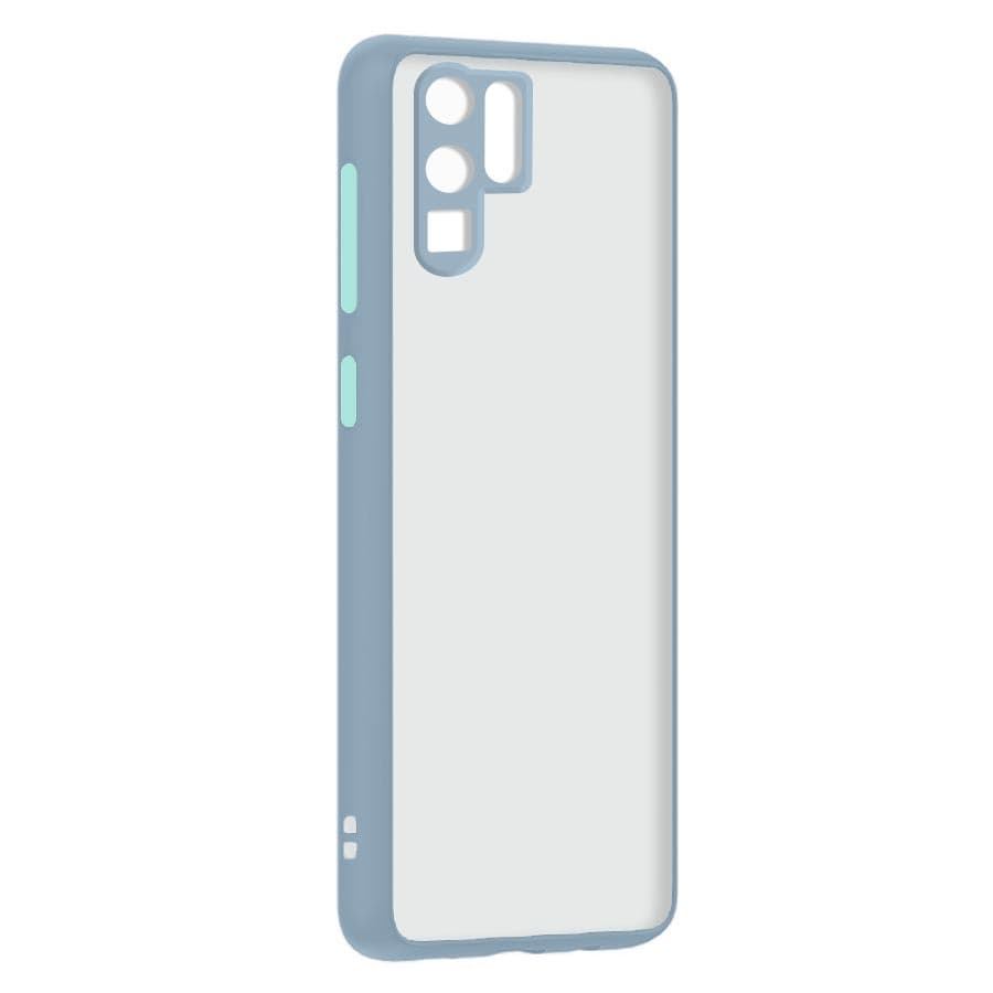 Husa spate pentru Huawei P30 Pro - Button Case Gri / Bleu