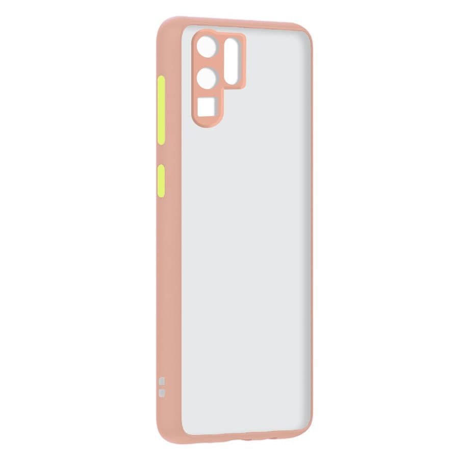 Husa spate pentru Huawei P30 Pro - Button Case Roz / Galben