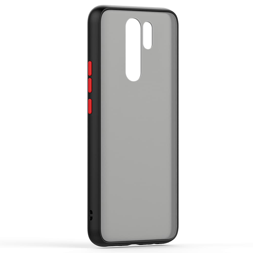 Husa spate pentru Xiaomi Redmi 9 - Button Case Negru / Rosu