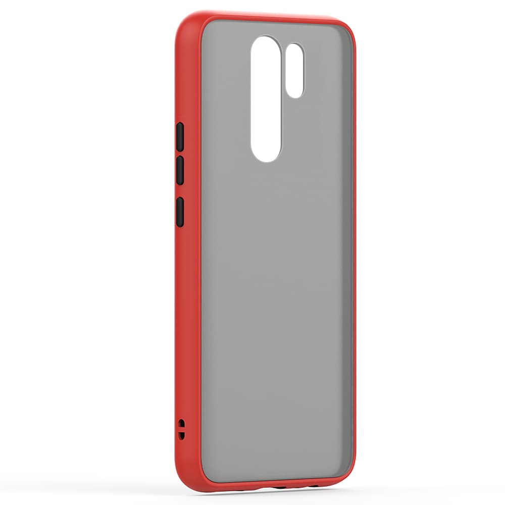 Husa spate pentru Xiaomi Redmi 9 - Button Case Rosu / Negru