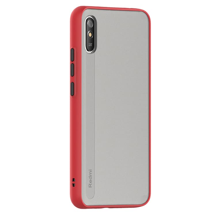 Husa spate pentru Xiaomi Redmi 9A - Button Case Rosu / Negru