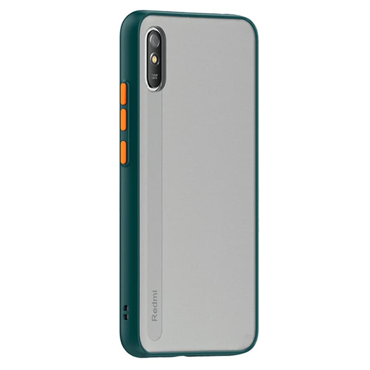 Husa spate pentru Xiaomi Redmi 9A - Button Case Turcoaz / Portocaliu