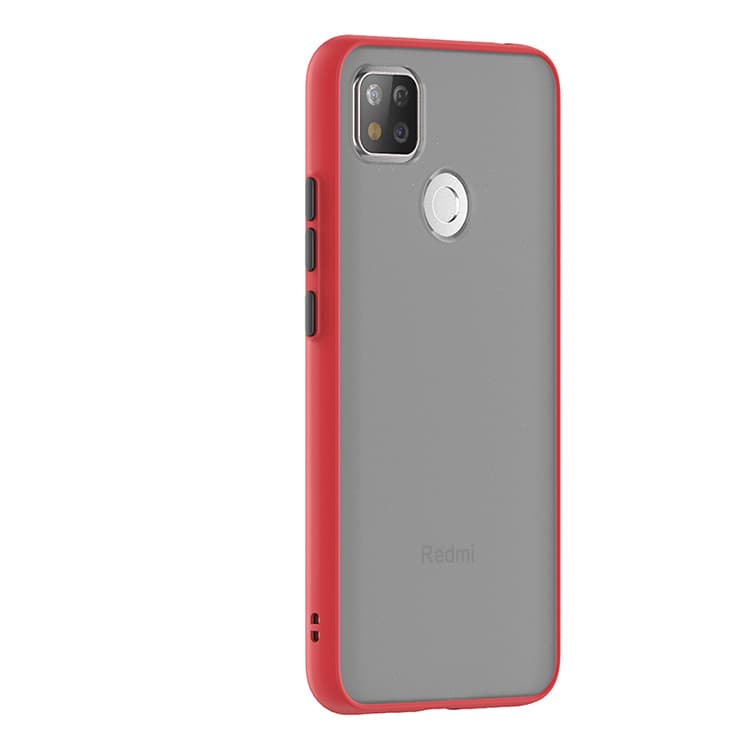 Husa spate pentru Xiaomi Redmi 9C - Button Case Rosu / Negru