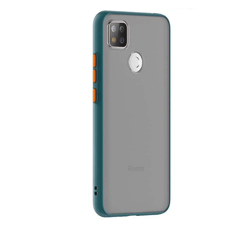 Husa spate pentru Xiaomi Redmi 9C - Button Case Turcoaz / Portocaliu