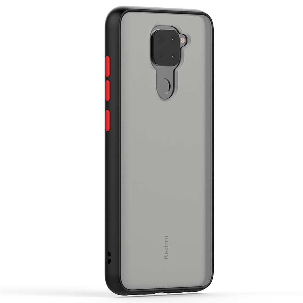 Husa spate pentru Xiaomi Redmi Note 9s - Button Case Negru / Rosu