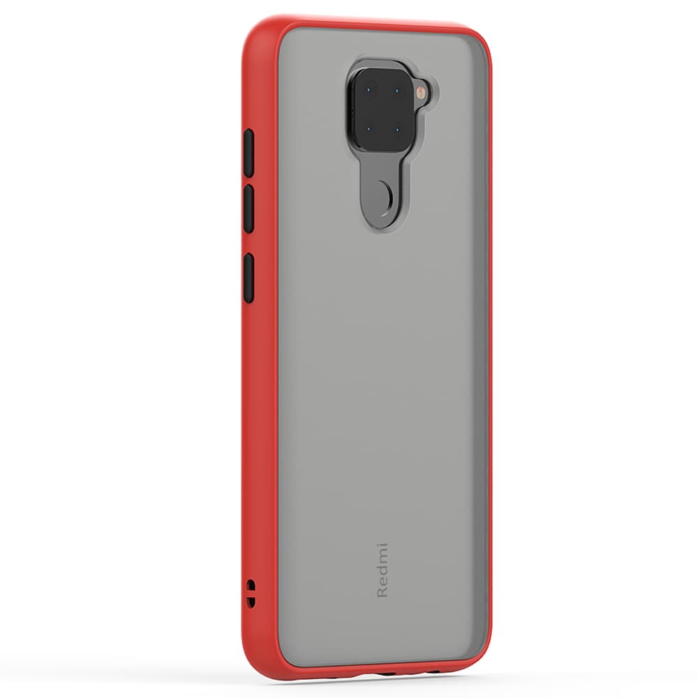 Husa spate pentru Xiaomi Redmi Note 9s - Button Case Rosu / Negru