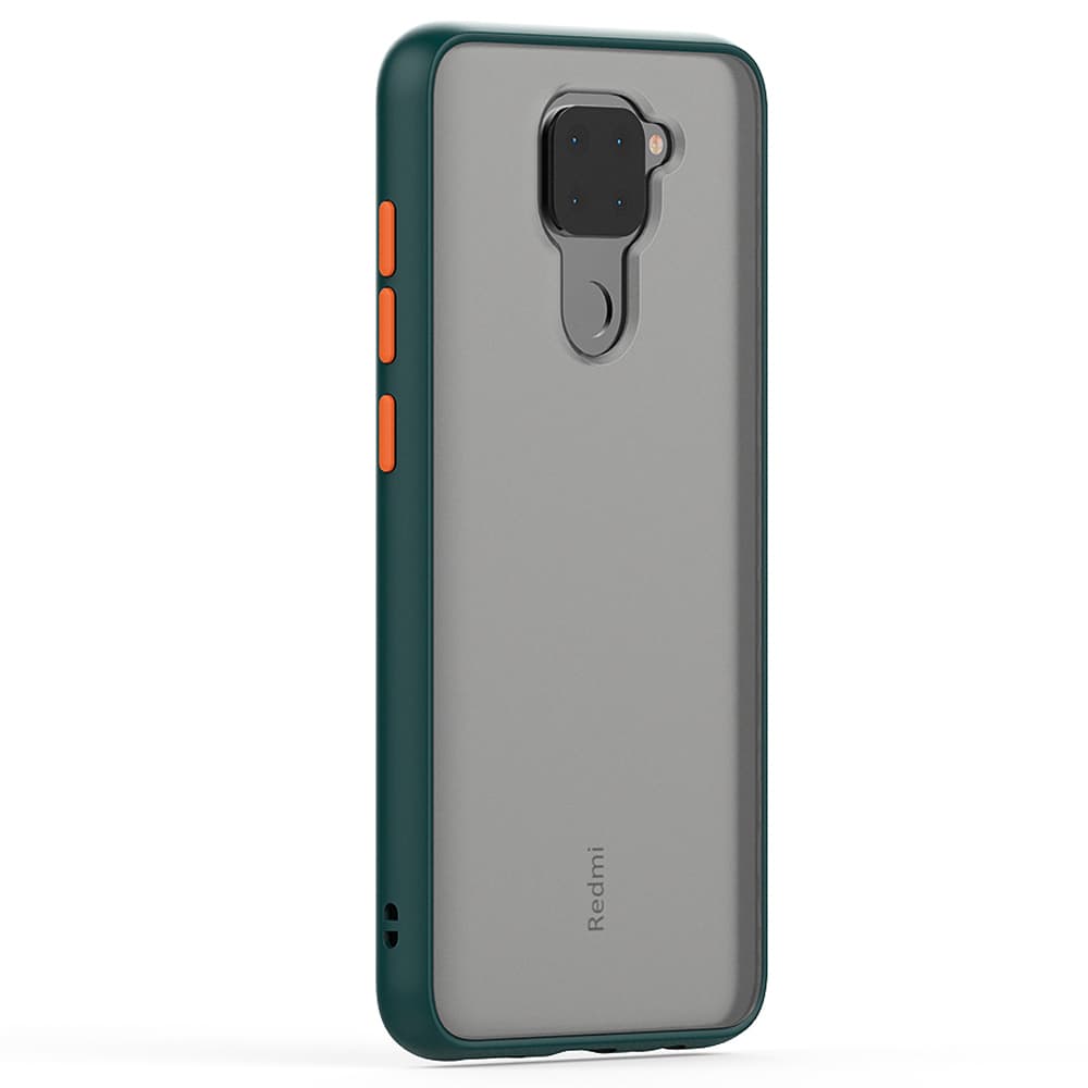 Husa spate pentru Xiaomi Redmi Note 9s - Button Case Turcoaz / Portocaliu