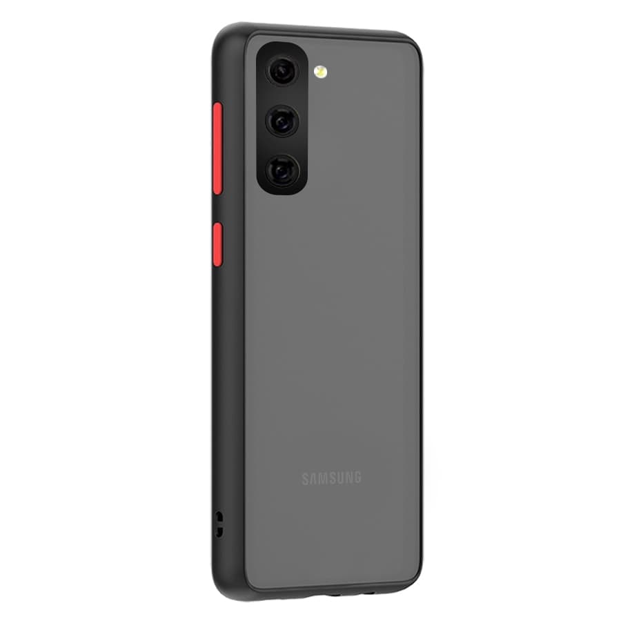 Husa spate pentru Samsung Galaxy S21 FE - Button Case Negru / Rosu