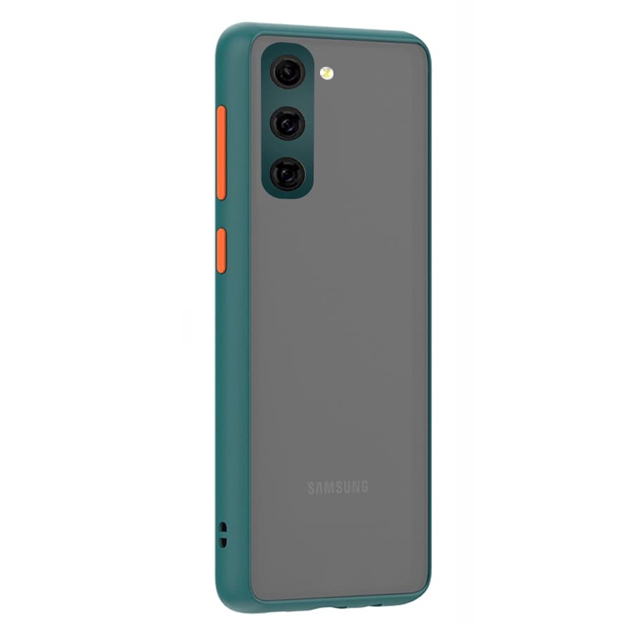 Husa spate pentru Samsung Galaxy S21 FE - Button Case Turcoaz / Portocaliu