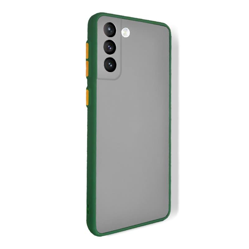 Husa spate pentru Samsung Galaxy S21+ - Button Case Verde Crud / Portocaliu