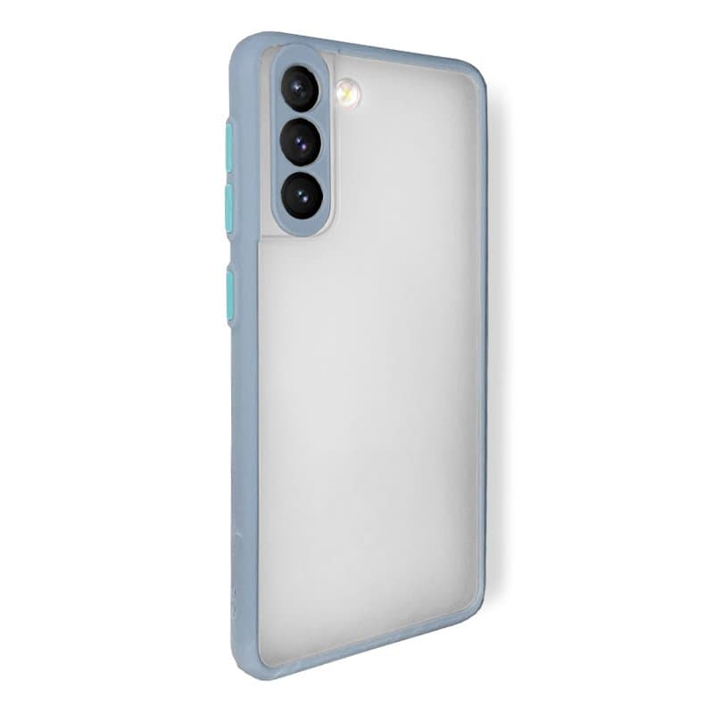 Husa spate pentru Samsung Galaxy S21 - Button Case Gri / Turcoaz