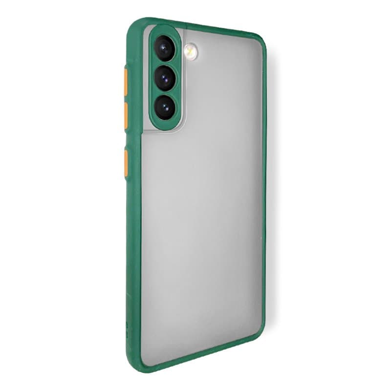 Husa spate pentru Samsung Galaxy S21 - Button Case Verde Crud / Portocaliu