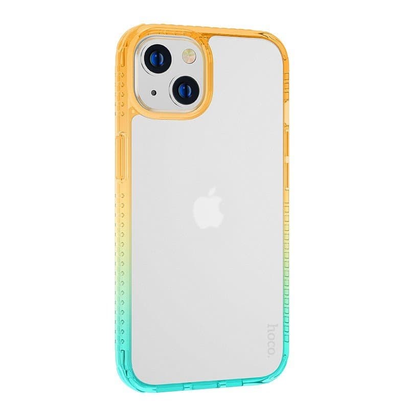 Husa spate pentru iPhone 14 Plus Hoco Crystal - Verde/Portocaliu