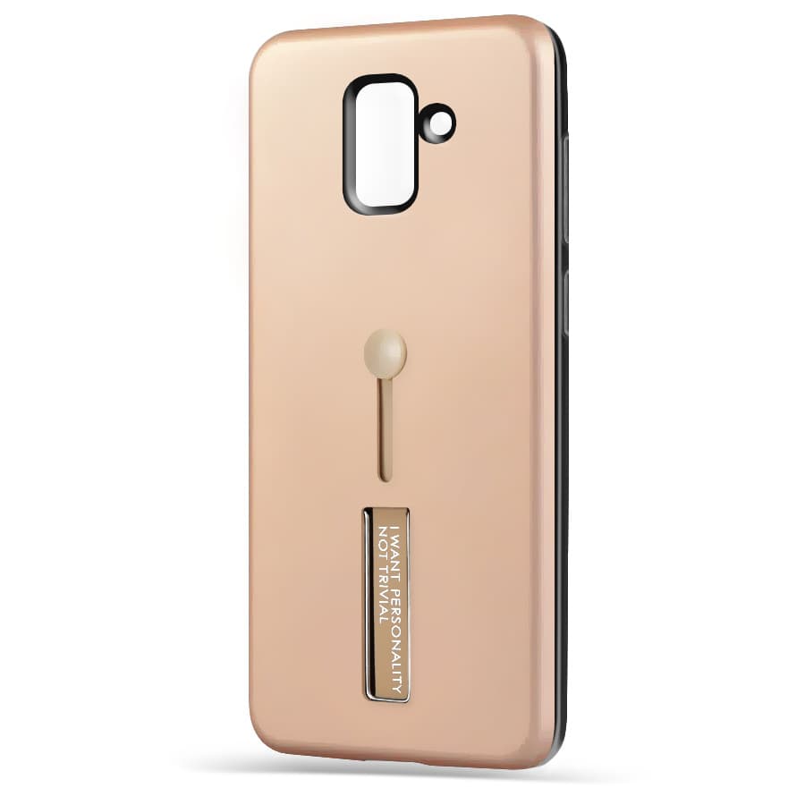 Husa spate pentru Samsung A8 2018 - Hard Case Stand Gold
