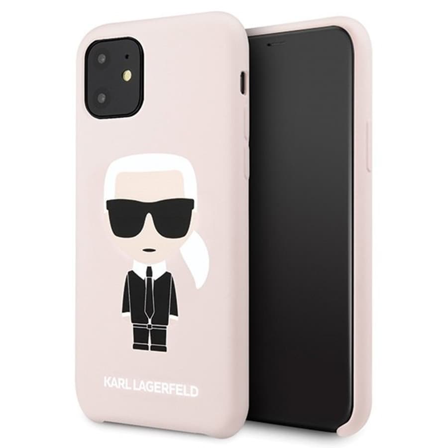 Husa spate pentru iPhone 11 - Iconic Silicon Karl Lagerfeld Roz