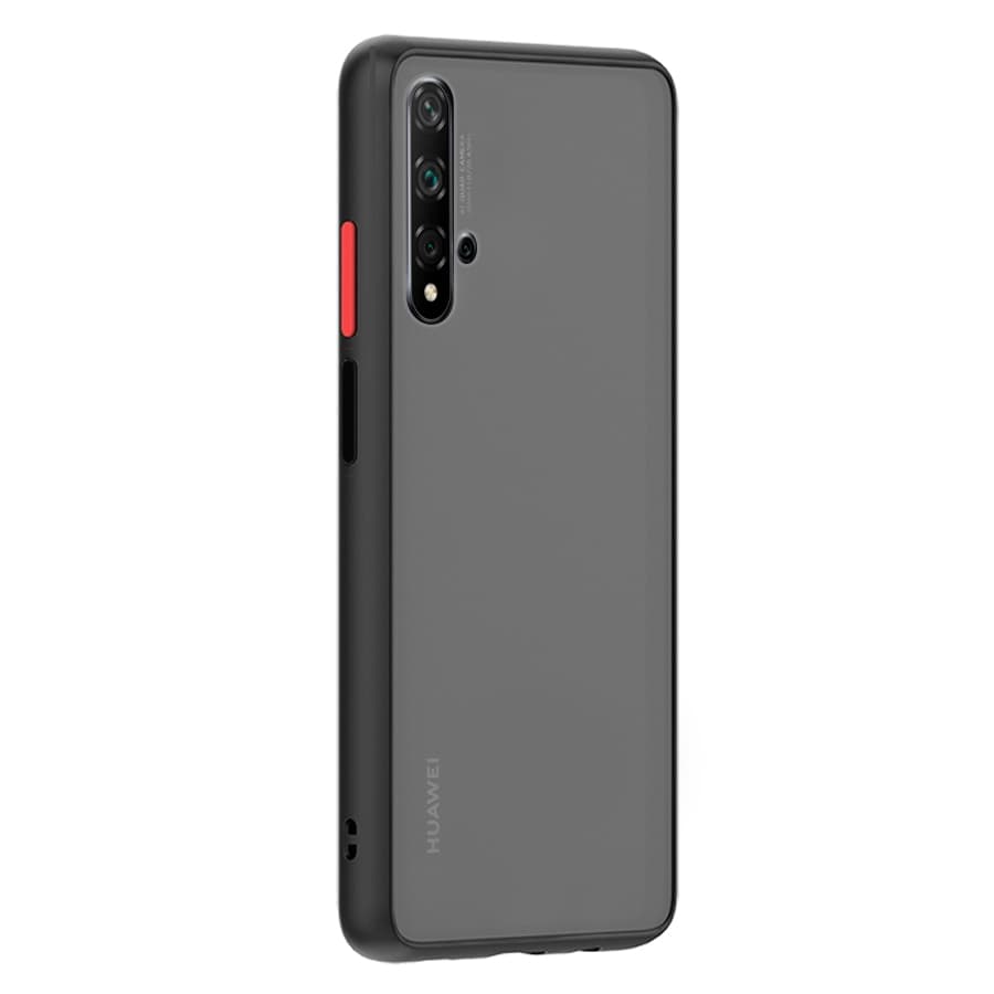 Husa spate pentru Huawei Nova 5T - Button Case Negru / Rosu