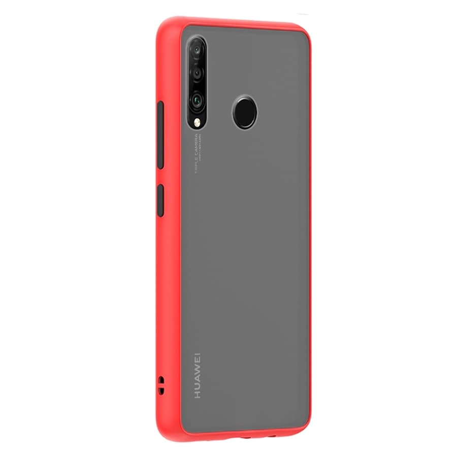 Husa spate pentru Huawei P30 Lite - Button Case Rosu / Negru