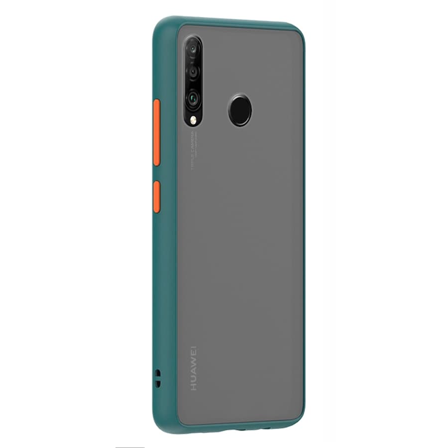 Husa spate pentru Huawei P30 Lite - Button Case Turcoaz / Portocaliu