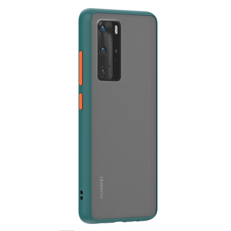 Husa spate pentru Huawei P40 Pro - Button Case Verde Crud / Portocaliu