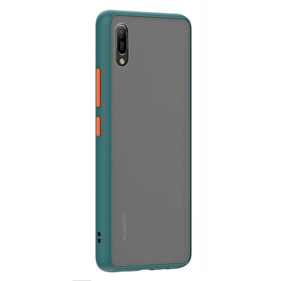 Husa spate pentru Huawei Y6 2019 - Button Case Verde Crud / Portocaliu