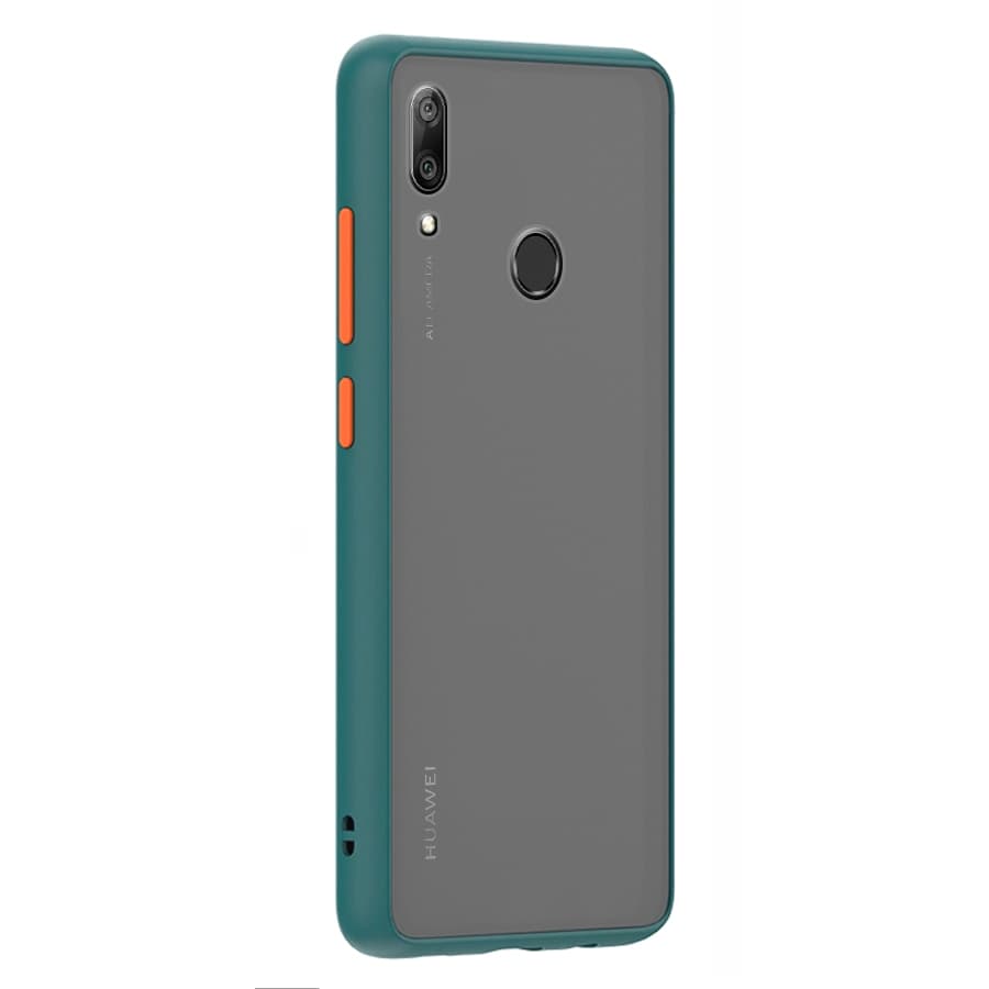 Husa spate pentru Huawei Y7 Prime 2019 - Button Case Turcoaz / Portocaliu