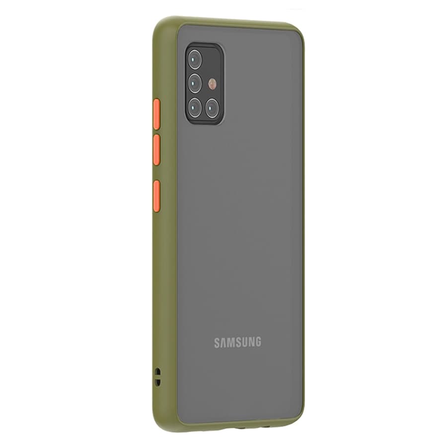 Husa spate pentru Samsung Galaxy A51 - Button Case Army / Portocaliu