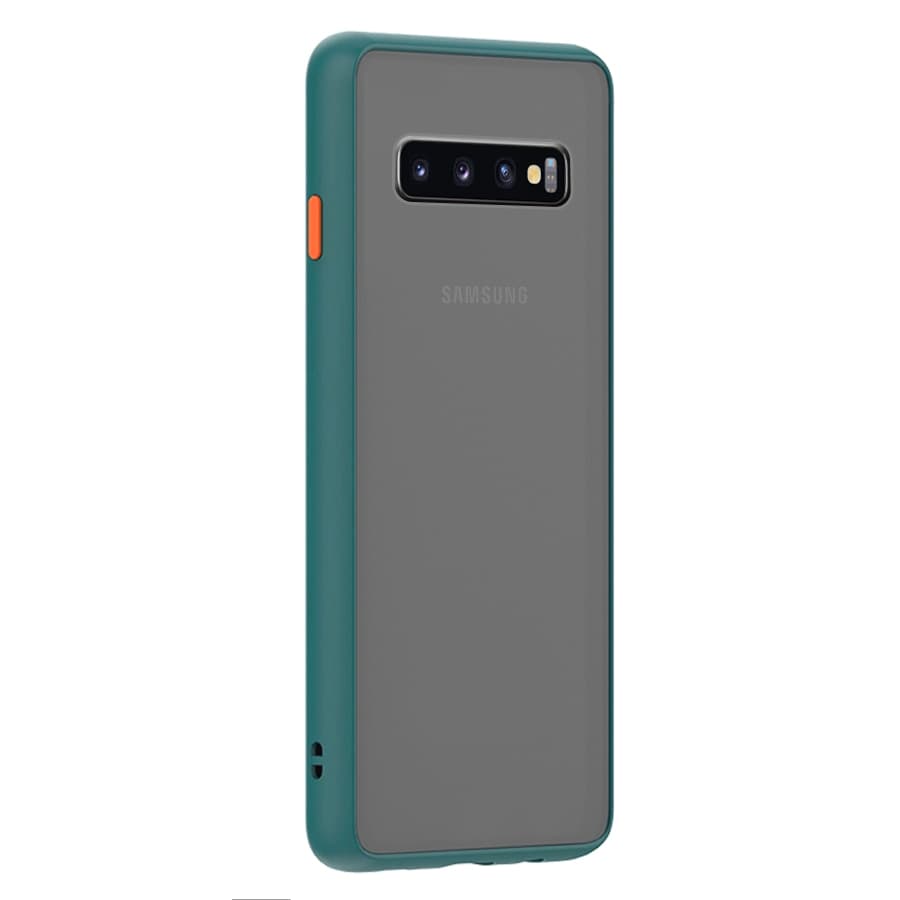 Husa spate pentru Samsung Galaxy S10+ - Button Case Turcoaz / Portocaliu