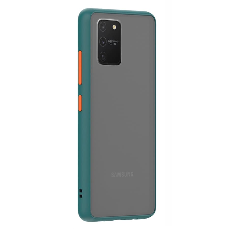 Husa spate pentru Samsung Galaxy S10 Lite - Button Case Turcoaz / Portocaliu