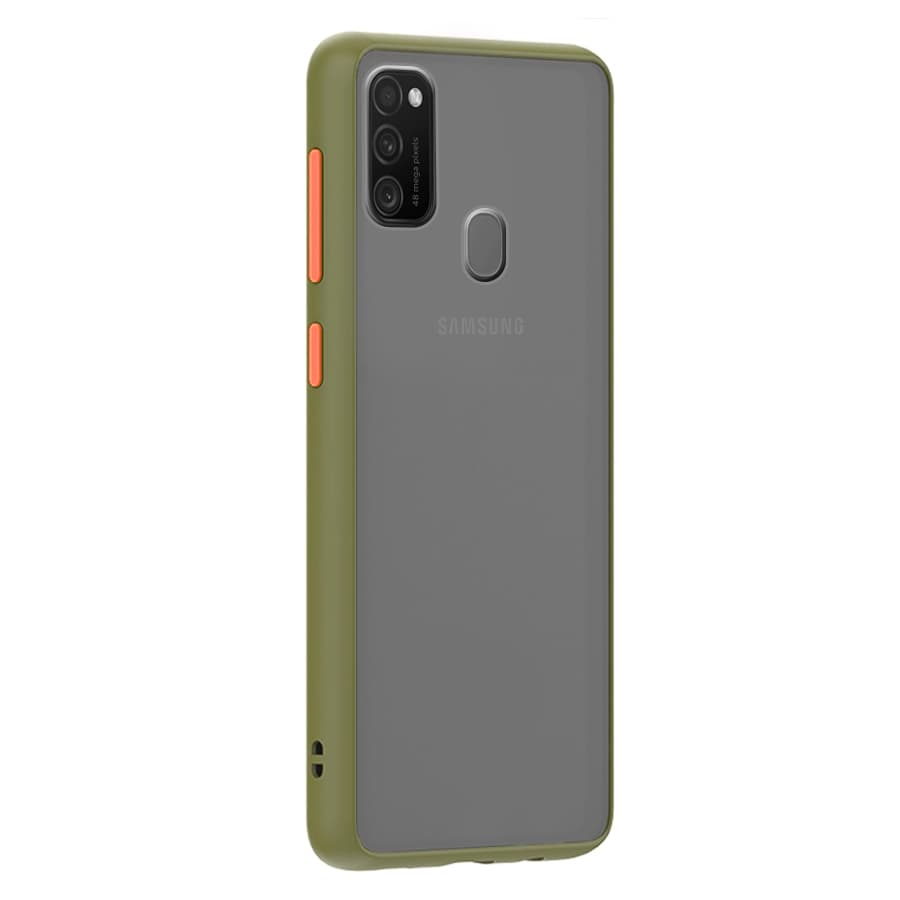 Husa spate pentru Samsung Galaxy M30S - Button Case Army / Portocaliu