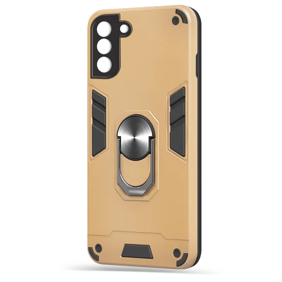 Husa spate pentru Samsung Galaxy S21 FE - Hybrid Case Stand Gold