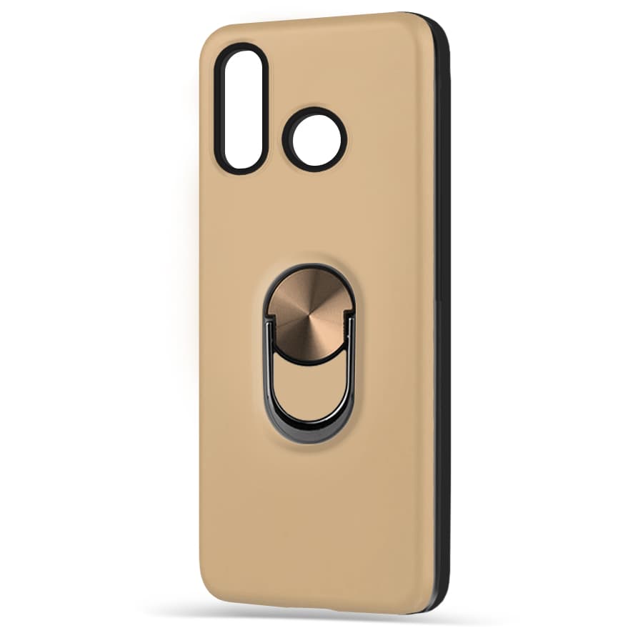Husa spate pentru Huawei P30 Lite - WOOP Ring Case Gold