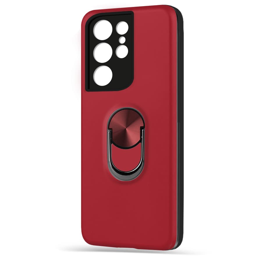 Husa spate pentru Samsung Galaxy S21 Ultra - WOOP Ring Case Rosu