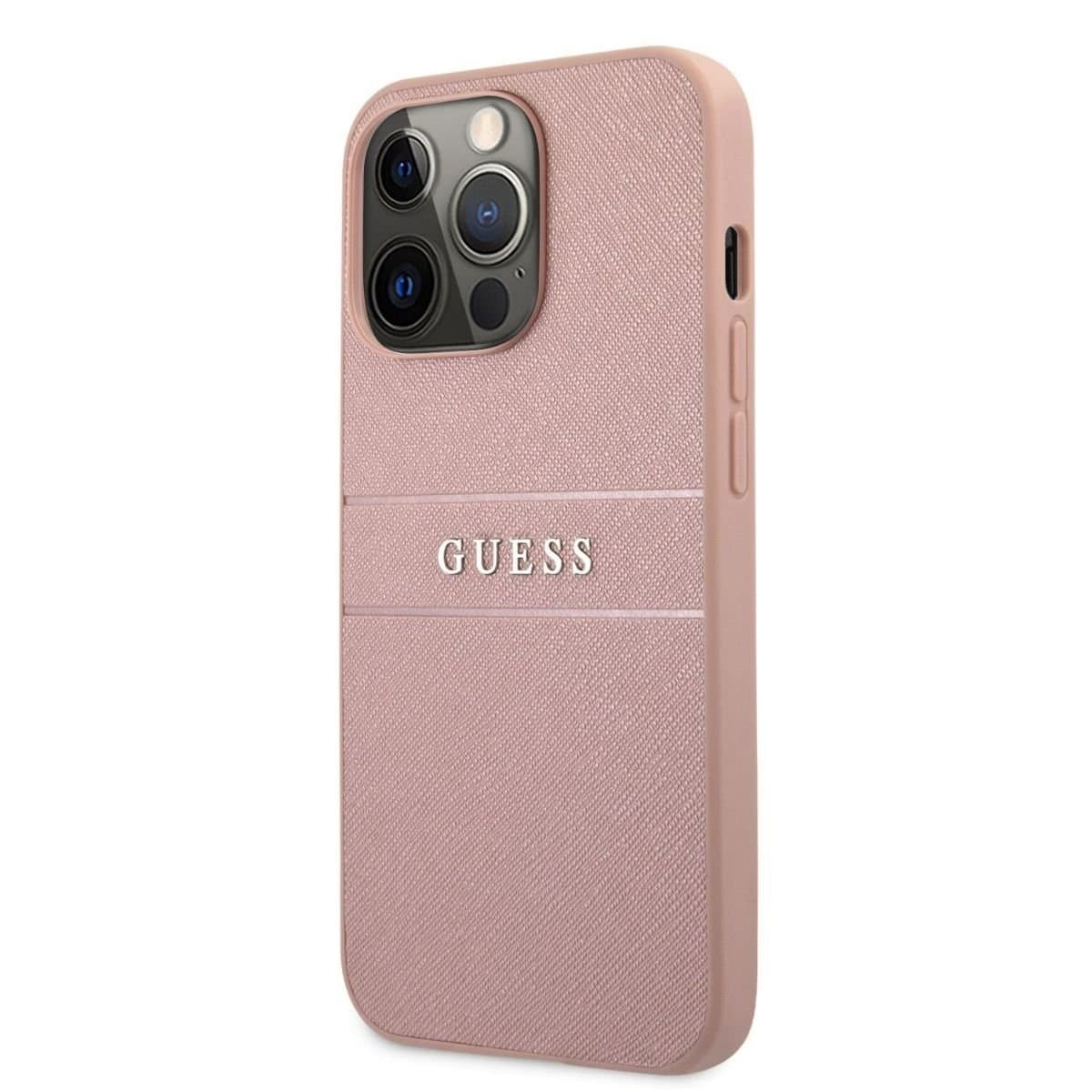 Husa spate pentru iPhone 12 - 12 Pro - Guess Metal Logo Roz